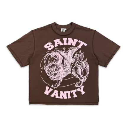 Saint Vanity Griffin Logo Tee “BrownPink”