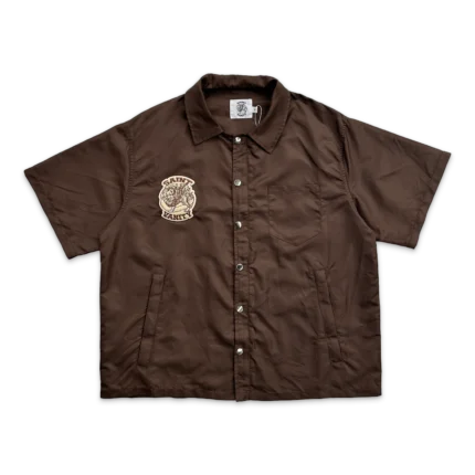 Saint Vanity Nylon Button Zip Up Hooded Shirt