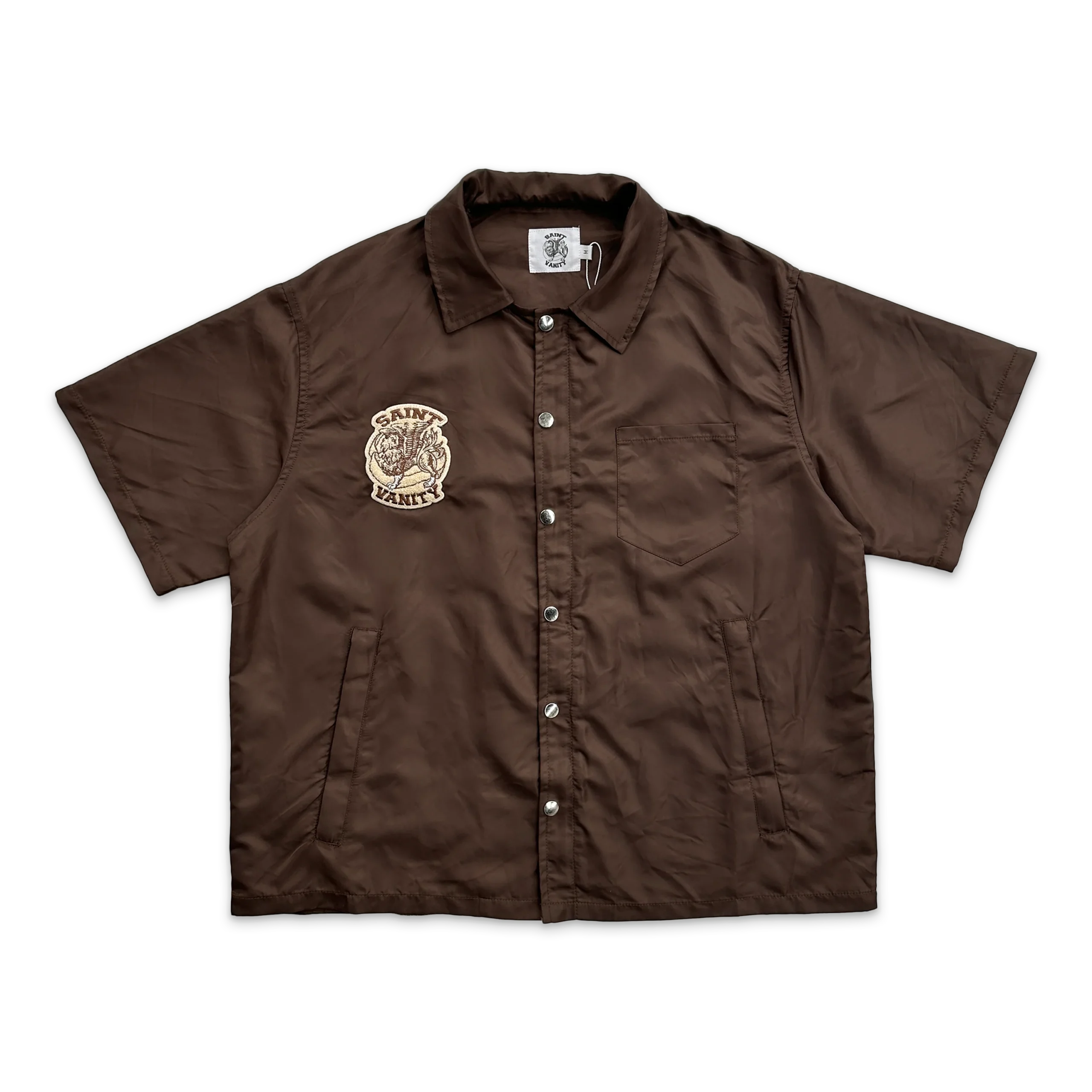 Saint Vanity Nylon Button Zip Up Hooded Shirt