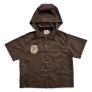 Saint Vanity Nylon Button Zip Up Shirt Hooded