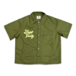 Saint Vanity Nylon Button Zip Up Shirt Olive