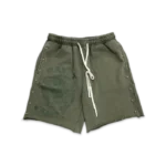 Saint Vanity Terry Studded Logo Shorts “Olive”