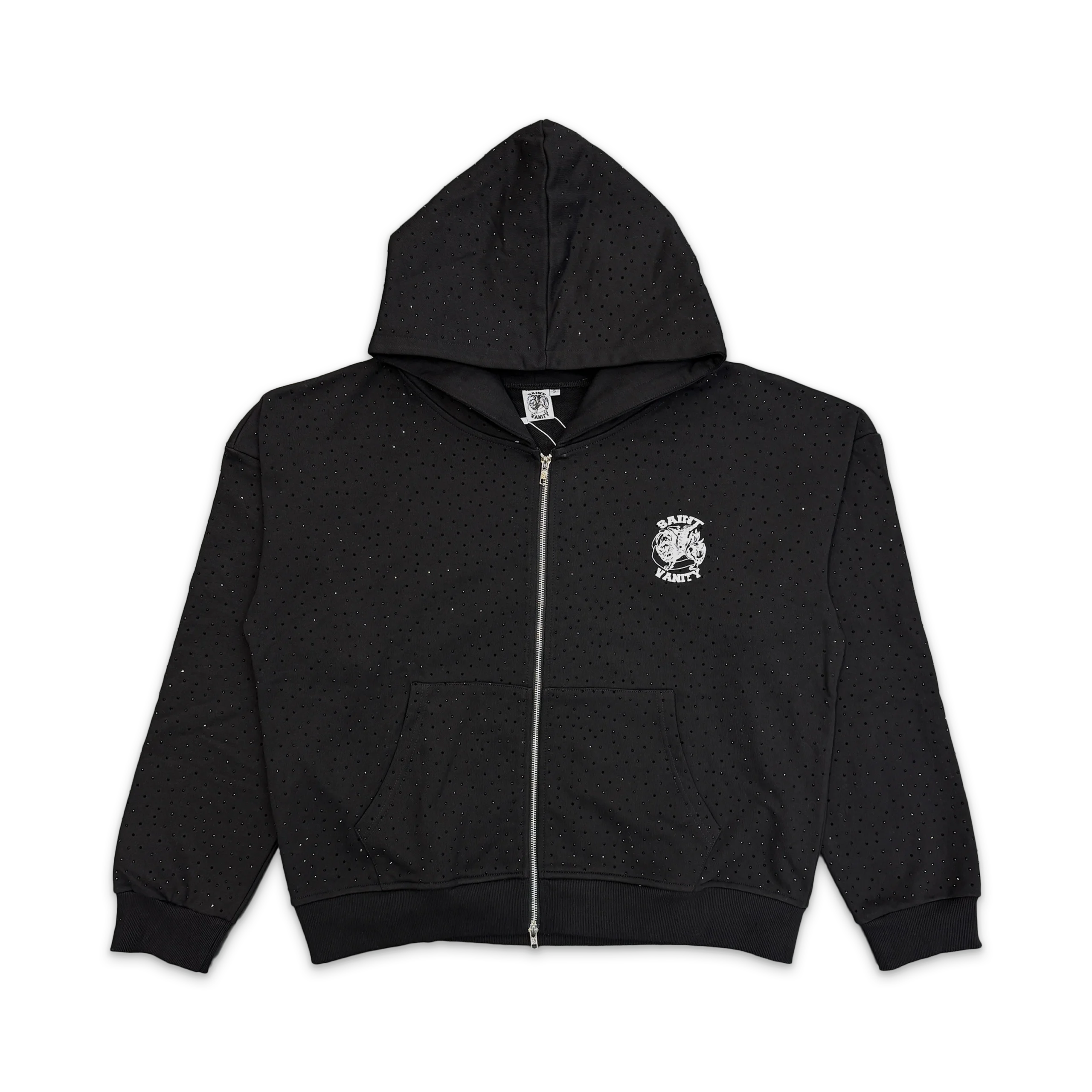 Saint Vanity VVS Rhinestone Zip-Up Hoodie Front Saint Vanity VVS Rhinestone Zip-Up Hoodie Front